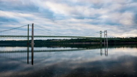 Cloudy Tacoma Narrows Bridge Stock Footage 74765409