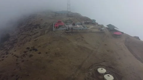 Cloudy Temple Drone Footage Video stock 268004633