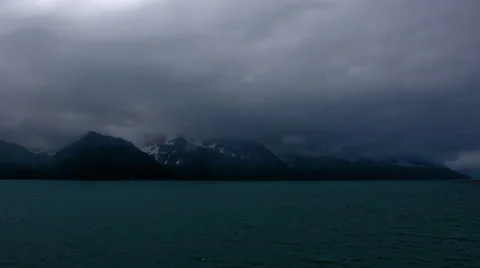 Cloudy time-lapse from a cruise ship leaving Seward, Alaska. Stock Footage 52217724