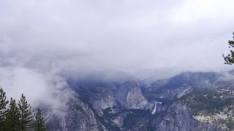 Cloudy Time lapse View of Nevada Fall from Glacier Point Stock-Footage 124211732