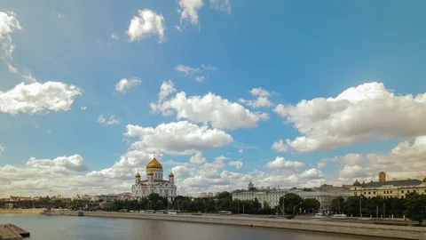Cloudy timelapse Cathedral of Christ the Saviour of Moscow Russia Stock Footage 97184148