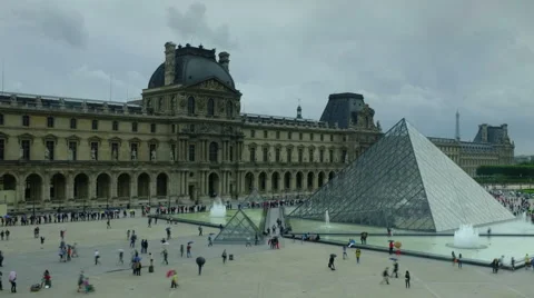Cloudy Timelapse Of Paris Louvre Museum Stock Footage 40273888