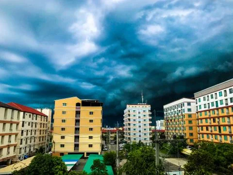 Cloudy town Stock Photos
