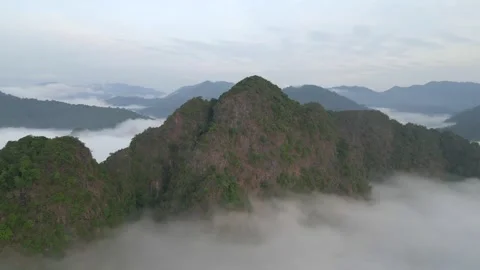 Cloudy Tropical Mountain Range In Khao Sok Stock Footage 252023123