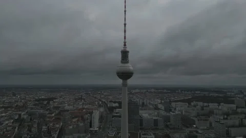 Cloudy TV tower Berlin Stock Footage 237212399