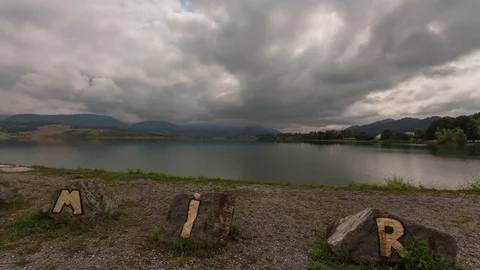 Cloudy view of lake Stock Footage 93965228