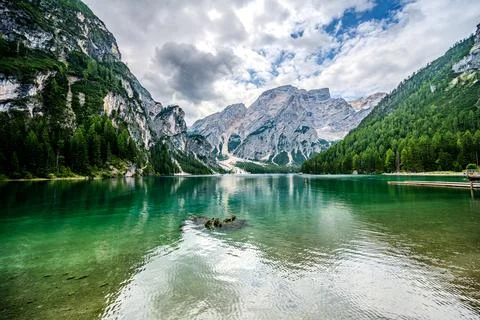 Cloudy view of the lake prags Stock Photos