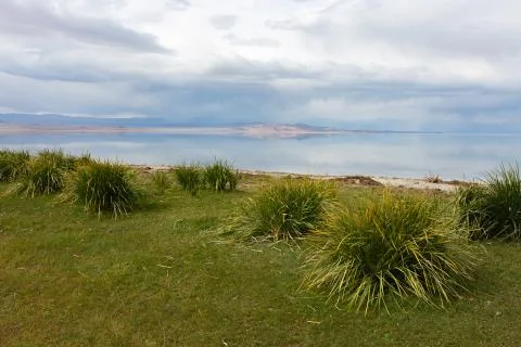 Cloudy view on a mountain lake. Mongolia Stock Photos