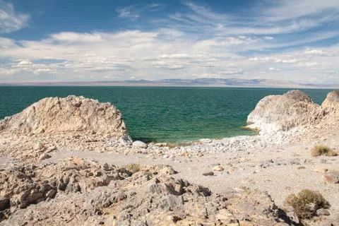 Cloudy view on a mountain lake. Mongolia Stock Photos