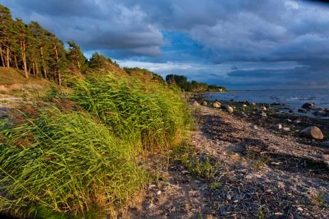Cloudy view over Baltic sea Stock Photos