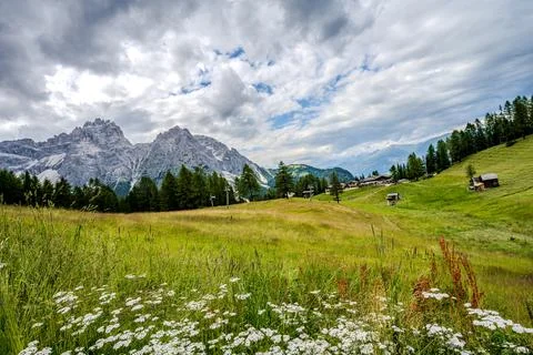 A cloudy view to Sexten Dolomites Stock Photos