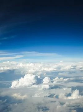 Cloudy view on sky from airplane Stock Photos