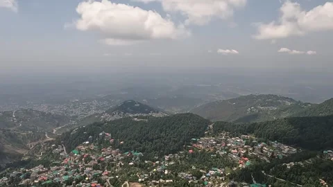 Cloudy View from Triund Mountain overlooking Dharamshala, McLeod Ganj, Bhag.. Stock Footage 319042457