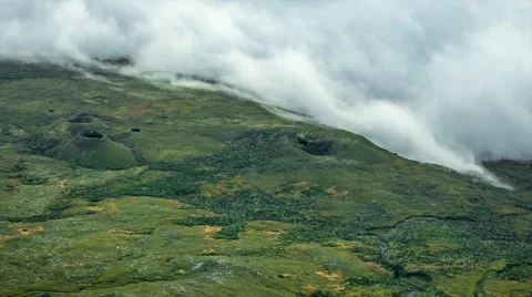 Cloudy volcanic craters view from the top of the Pico volcano Stock Footage 42794090