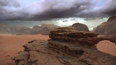 Cloudy Wadi Rum desert Video stock 83613775