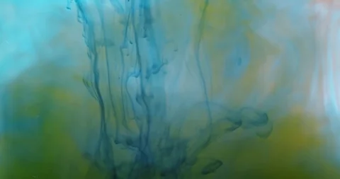 Cloudy water disrupted by black paint and brush Stock Footage 114086304