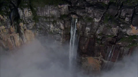 Cloudy Waterfall Cliffs Stock Footage 39910267