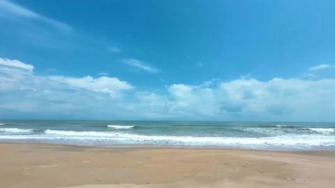 The cloudy with wave water on the beach Stock Footage 201325998