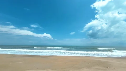 The cloudy with wave water on the beach Stock Footage 201326001