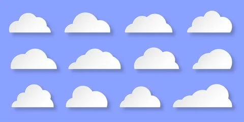 Cloudy weather cloud white shapes web storage sign Stock Illustration