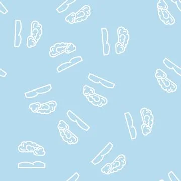 Cloudy weather line vector seamless pattern 스톡 일러스트