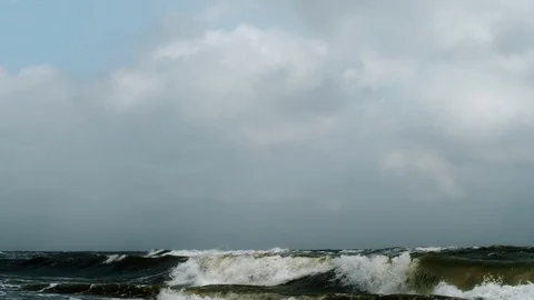 Cloudy Weather With Raging Ocean Stock Footage 107985275