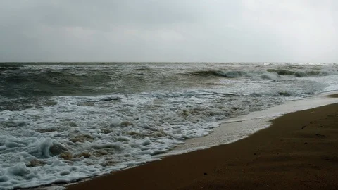 Cloudy Weather With Raging Ocean Stock Footage 107994862