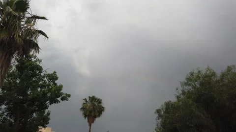 Cloudy weather with rainbow 스톡 동영상 242946908