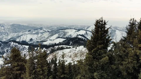 Cloudy weather in the winter in the mountains Stock Footage 122235031
