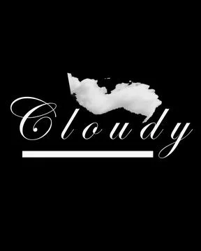 Cloudy white logo on black background Stock Illustration
