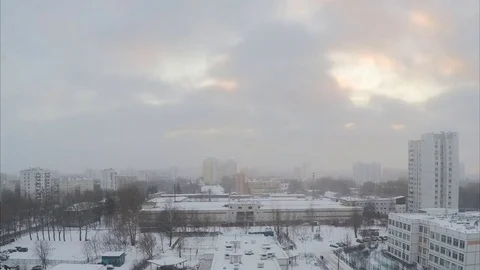Cloudy winter day in town timelapse Stock Footage 79815293