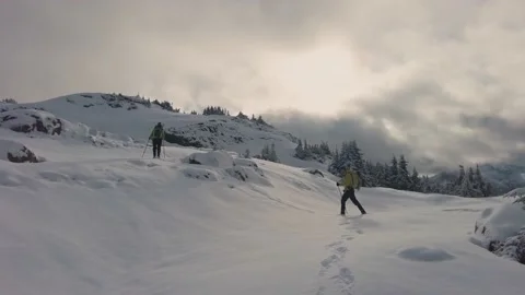 Cloudy winter hiking Stock Footage 166717239