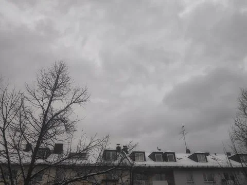 Cloudy Winter Sky View from a Balcony 스톡 사진