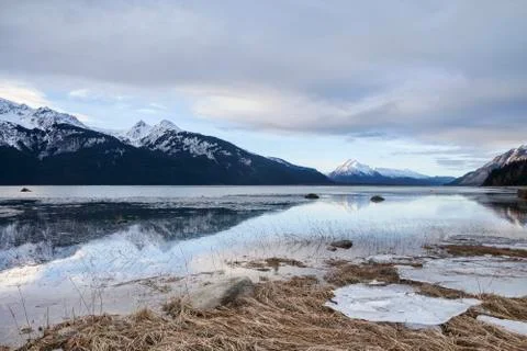 Cloudy winter sunset at the Chilkat Estuary Stock Photos