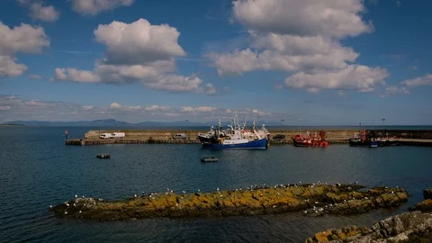 Cloughhead harbor Video stock 112584937