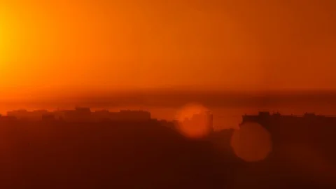 Clous up city sunset timelapse Stock Footage 96540538