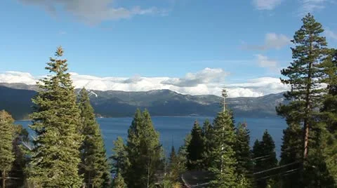 Clous time lapse over Lake Tahoe Stock Footage 10588140