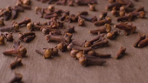 Clove kernels on the wooden table Stock Footage 140010347