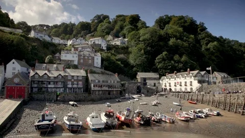 Clovelly harbour, Devon, England Stock Footage 115528654