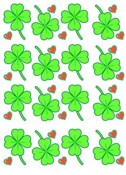 Clover and heart pattern vivid style. Stock Illustration