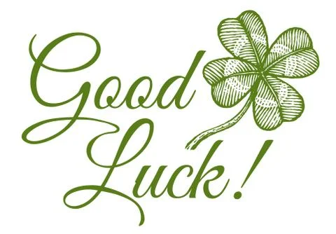 Clover and text Good luck. Stock Illustration
