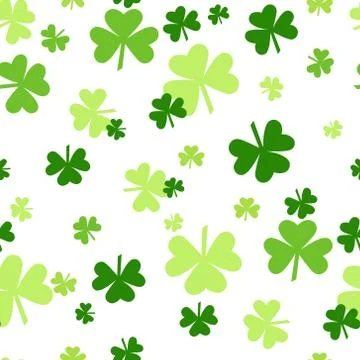 Clover Background, Saint Patrick Day Pattern, Green Shamrock Seamless Tile Stock Illustration