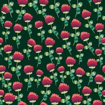 Clover blooming pink seamless pattern. St. Patrick's Day seamless pattern Stock Illustration