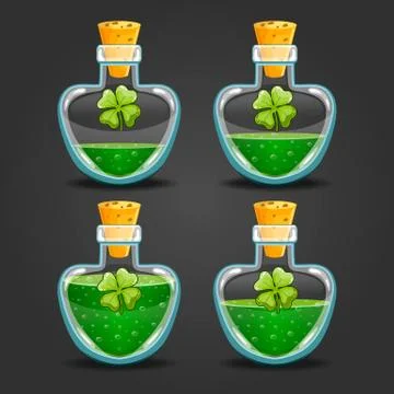 Clover bottles with different liquid level Stock Illustration