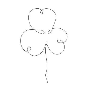 Clover celtic lucky symbol continuous line art traditional decorative leaf Stock Illustration