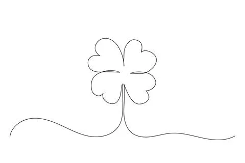 Clover celtic lucky symbol continuous line art traditional decorative leaf Stock Illustration