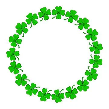 Clover circle frame. Vector design with four leaf shamrock. Holiday saint pat Illustrazione stock