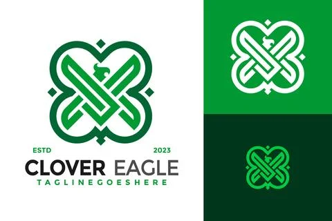Clover Eagle logo design vector symbol icon illustration Stock Illustration
