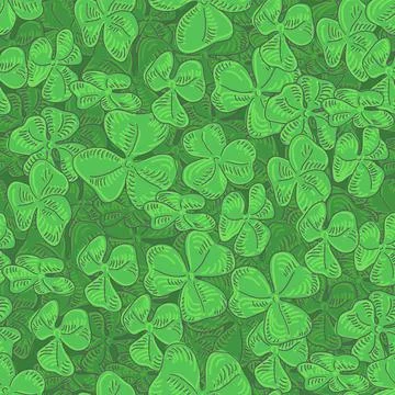 Clover field seamless pattern. Green leaf clover seamless vector background Stock Illustration