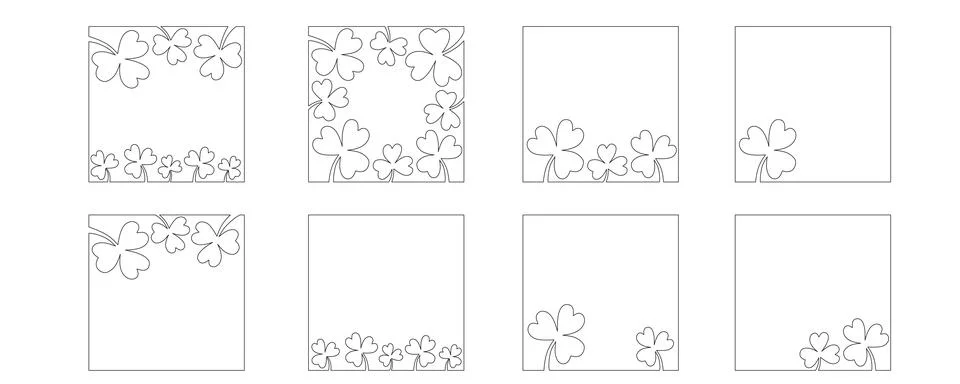 Clover flower frame for Saint Patrick day - good lucky symbol, single line Stock Illustration